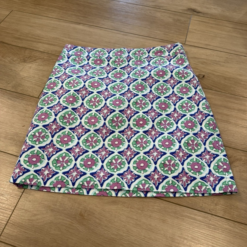 Talbots Skirt Womens 6 Floral Medallion A Line Blue Pink Green Purple Vintage
